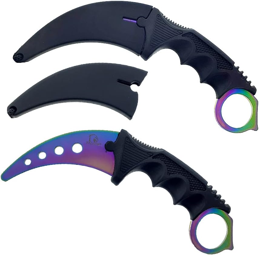 7.5" Tactical Fixed Blade Training Dagger, No Edge. For Training Purpose Only (Rainbow)