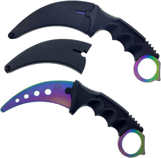 7.5" Tactical Fixed Blade Training Dagger, No Edge. For Training Purpose Only (Rainbow)