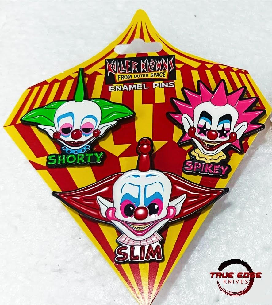 KILLER KLOWNS FROM OUTER SPACE 3PK ENAMEL PIN SET: SLIM, SPIKEY & SHORTY!